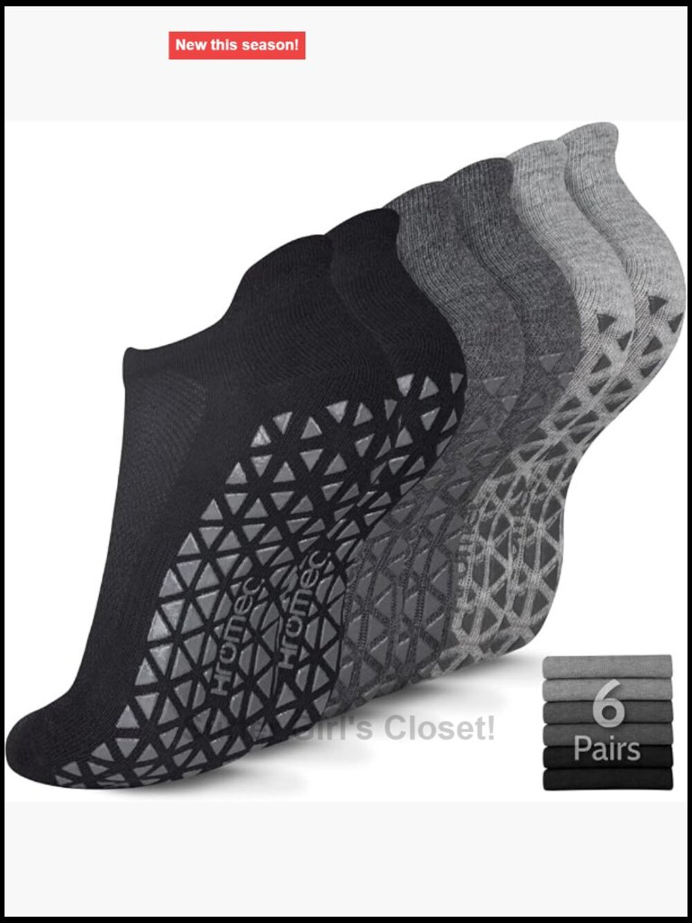 Non Slip Yoga Socks with Grips for Pilates, Ballet, Barre, Hospital